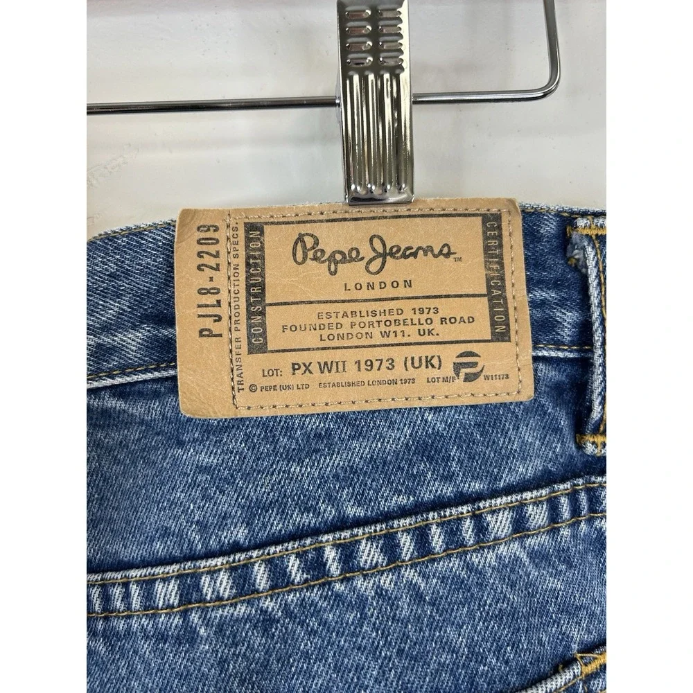 Barrel Leg Blue Jeans Vintage Pepe London Size 33 Y2K 90s Denim Pants Hip Hop